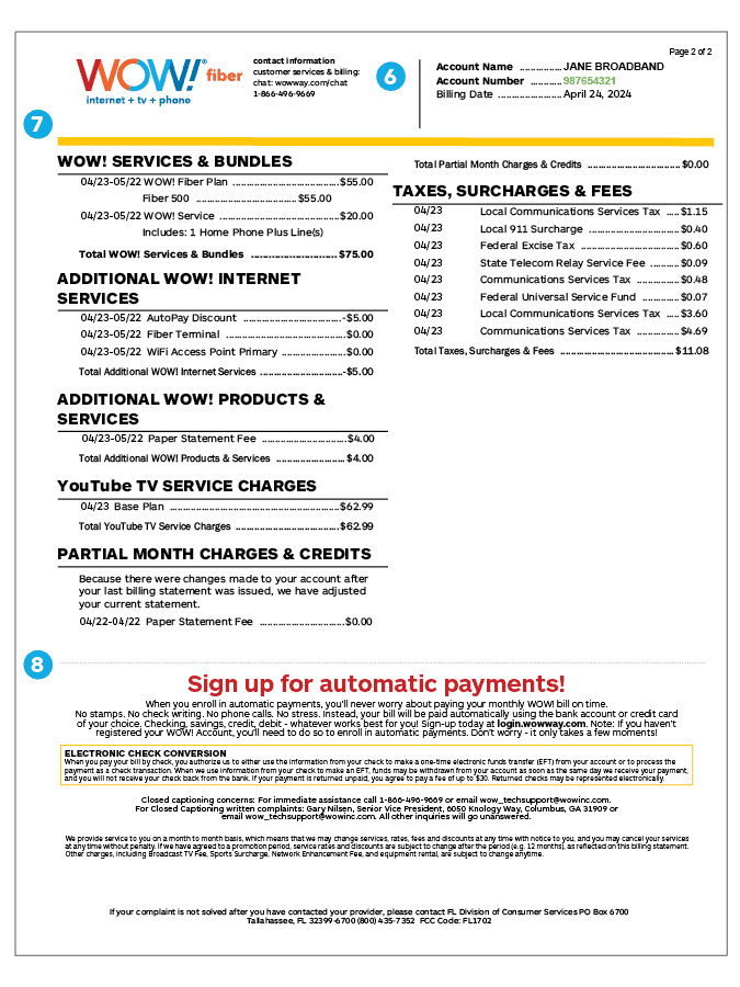How to Read Your Bill Fiber | WOW! Internet, Cable & Phone
